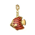 Gold stainless steel tropical fish charm with red enamel stripes for jewelry making - Tropical Fish Shape (BXGDZ) / Spring Ring Clasp