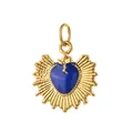 Gold heart sunburst pendant with blue enamel, premium stainless steel jewelry charm - Heart 4 Style (Plain Ring) / Single Piece