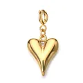 Colgante de corazón dorado pulido de acero inoxidable de alta calidad para joyería DIY - Corazón 3D / Cierre de resorte / Dorado