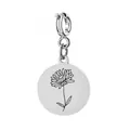 Ronde roestvrijstalen hanger met gegraveerde chrysant geboortebloem voor DIY sieraden - November Veerring Sluiting