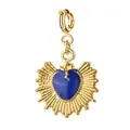 18K gold plated stainless steel blue enamel heart sunburst pendant for DIY jewelry - Heart 4 Style (Spring Clasp) / Single Piece