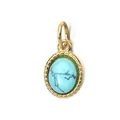 Pendentif ovale vintage en turquoise dans un cadre en acier inoxydable doré 18 carats - Style à Boucle Unique Rétro / Turquoise
