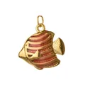 Stainless steel tropical fish charm pendant with red enamel stripes - Striped Fish Shape (BXGDZ) / Underwire