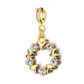 Elegante colgante de corona de corazón en acero inoxidable dorado con cristales claros - Aro Corazón de Strass / Cierre de resorte / Dorado