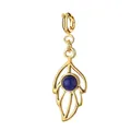 Elegant 18K gold plated stainless steel leaf charm with round blue stone for DIY jewelry. - Leaf 1 Style (Spring Clasp) / Single Piece