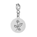 Ronde roestvrijstalen hanger met gegraveerde geboortebloem voor DIY-sieraden - December Veerring Sluiting