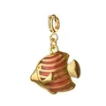 Gold stainless steel tropical fish charm pendant with vibrant orange enamel stripe details - Striped Fish Shape (BXGDZ) / Spring Ring Clasp