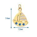 Gold-plated stainless steel sailboat charm pendant with dimensions 14mm by 12mm - Sailboat Shape (BXGDZ) / Underwire