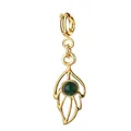 Elegant 18K gold-plated stainless steel leaf pendant charm with a green natural stone inlay - Leaf 2 Style (Spring Clasp) / Single Piece