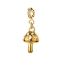 Ciondolo a fungo in acciaio inossidabile dorato con smalto bianco per creazione gioielli - Forma a fungo bianco (modello con chiusura a molla)