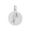 Zilveren roestvrijstalen ronde hanger met minimalistische sneeuwklokje gravure - Januari