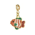 Vibrant colorful tropical fish pendant in gold-plated stainless steel for DIY jewelry - Lucky Fish Shape (BXGDZ) / Spring Ring Clasp