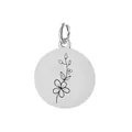 Minimalistische ronde roestvrijstalen hanger met een zwarte bloemenlijntekening - Mei