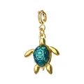 Gold-plated stainless steel sea turtle pendant with teal enamel shell for DIY jewelry - Turtle Shape (BXGDZ) / Spring Ring Clasp