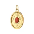 18K gold-plated stainless steel oval pendant with red stone and sunburst design - Oval 1 Style (Plain Ring) / Single Piece
