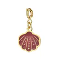 Gold stainless steel shell pendant with purple enamel for DIY jewelry making - Shell Shape (BXGDZ) / Spring Ring Clasp