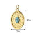 Gold-plated stainless steel oval pendant with blue turquoise stone inlay, 21x14mm size - Oval 3 Style (Plain Ring) / Single Piece (21x14mm)