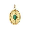 Premium 18K gold plated stainless steel oval pendant featuring a green malachite gemstone - Oval 4 Style (Plain Ring) / Single Piece