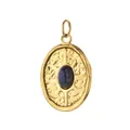 18K gold plated stainless steel oval pendant featuring a central blue lapis lazuli stone - Oval 5 Style (Plain Ring) / Single Piece