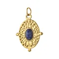 Elegant oval 18K gold plated stainless steel pendant with deep blue natural stone - Geometric Oval 2 Style (Plain Ring) / Single Piece