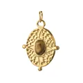 Vintage 18K gold plated stainless steel oval pendant with tiger eye natural stone - Geometric Oval 3 Style (Plain Ring) / Single Piece