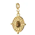 Elegant 18K gold plated stainless steel oval pendant with natural tiger eye stone - Geometric Oval 3 Style (Spring Clasp) / Single Piece