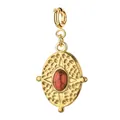 Golden stainless steel oval pendant featuring a marbled red stone inlay for DIY necklaces - Geometric Oval 4 Style (Spring Clasp) / Single Piece