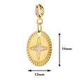 Detail view of 16mm by 12mm gold oval pendant with pink star inlay dimensions - Star Oval Plate - Spring Clasp