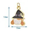 Roestvrijstalen Halloween heks emaille hanger toont de 14mm x 10mm afmetingen detail - Heks / Beugel