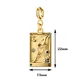 Detail showing 22mm by 13mm dimensions of retro stainless steel heart pendant charm - Star Moon Tarot - Spring Clasp