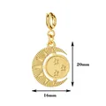 Detailed view of gold vintage sun and moon pendant with 16mm by 20mm measurements - Style 0095 - Spring Clasp
