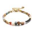 Colorful natural stone beaded bracelet with gold lobster clasp and extension chain - Multi-Color Gemstone Style (DSC_5608)
