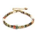 Handmade natural candy tourmaline and agate beaded bracelet with gold accents for women - Tourmaline Agate Candy Color (DSC_5609)