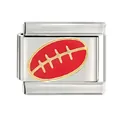 Vue détaillée du charme en émail ballon de rugby rouge pour bracelet italien DIY - Football Américain (CYM-008)