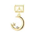 Maglia per bracciale italiano in oro con pendente a mezzaluna e stella con cristalli. - Moon Style (Moon Gold Buckle) / Oro