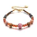 New Chinese style natural stone beaded bracelet with colorful carnelian and rhodonite - New Chinese Retro Mixed Color Ore Style (DSC_5637)