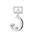 Elegante modulo ciondolo a mezzaluna e stella in argento con cristallo per bracciale DIY - Moon Style (Moon Silver Buckle) / Argento