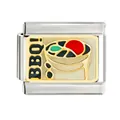 Vue macro détaillée d'un module de charme italien en acier titane avec un design BBQ - Plaisir du Barbecue (CYM-022)