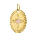 Vintage gold stainless steel oval pendant with pink enamel North Star for DIY jewelry - Star Oval Plate