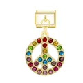 Italian style peace symbol modular charm with colorful rhinestones in gold finish for jewelry - Peace Sign Style (Circle Gold Buckle)
