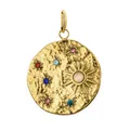 Vintage gold-plated stainless steel celestial sun star pendant with colorful crystals - Sun Disc