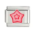 Close-up macro shot of vibrant pink layered star design on polished stainless steel - Five-Pointed Star Pattern Style (CYQ-25) / Single Piece