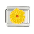 Close-up of vibrant yellow flower enamel charm link for DIY Italian modular bracelets. - Yellow Flower Style (CYQ-06) / Single Piece