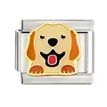Détail d'un charm chien golden retriever en émail pour bracelets italiens. - Style Tête Golden Retriever(CYI-010)