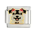 Charme de chien schnauzer détaillé en émail pour bracelet modulaire italien en acier - Style Chien Schnauzer(CYI-009)