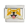 Maillon de bracelet modulaire italien avec un joli design en émail de chien Shiba Inu pour DIY. - Style Tête de Shiba Inu(CYI-012)