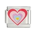 Détail d'un charm cœur en émail multicouche pour un bracelet modulaire style italien. - Style Cœur Arc-en-ciel (CYM-032)