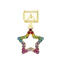 Gold modular charm link featuring a rainbow rhinestone star pendant for DIY bracelet. - Star Style (Star Gold Buckle)