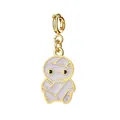 Cute Halloween mummy charm in gold-plated stainless steel with white enamel detail - Mummy (Spring Buckle)