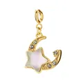Vintage stainless steel moon and star charm pendant with gold finish for DIY jewelry - Style 0059 - Spring Clasp